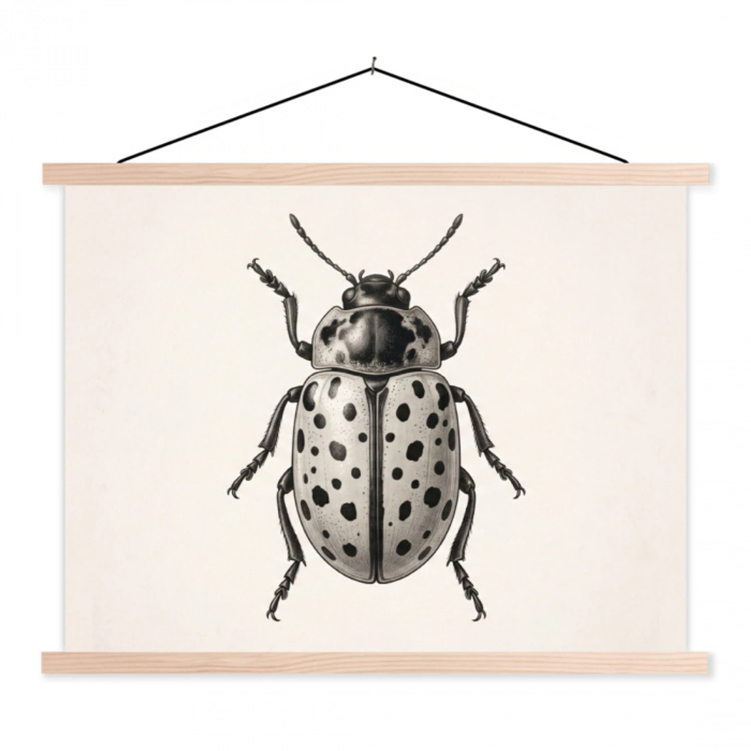 Kever - Insect - Vintage textielposter latten blank klein -3d