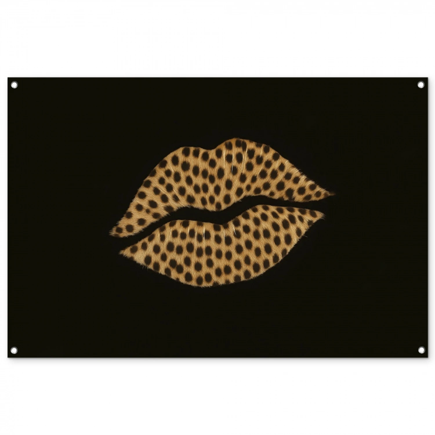 lip - Zwart - Panterprint tuinposter los doek groot -3d