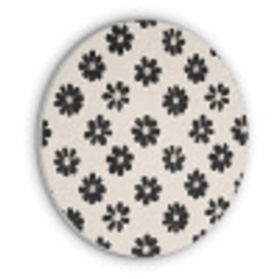 Grafisch - Madeliefjes - Zwart - Beige Akoestische PET Vilt - Rond klein 838 -3d