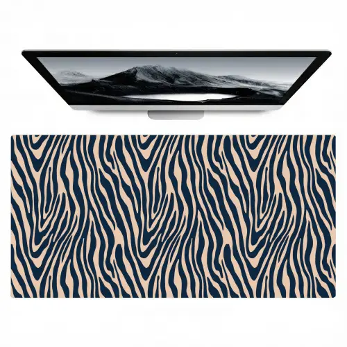 Zebra - Patroon - Blauw - Beige Muismat XXL klein 681 -zzz3d