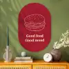 Dieprood - Lijntekening - Tekst - Hamburger Wandcirkel Ovaal Glas middel -sfeer2