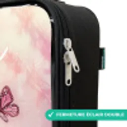 Eenhoorn - Roze - Vlinder - Bloemen Kinderkoffer - Zwart klein -rits_FR