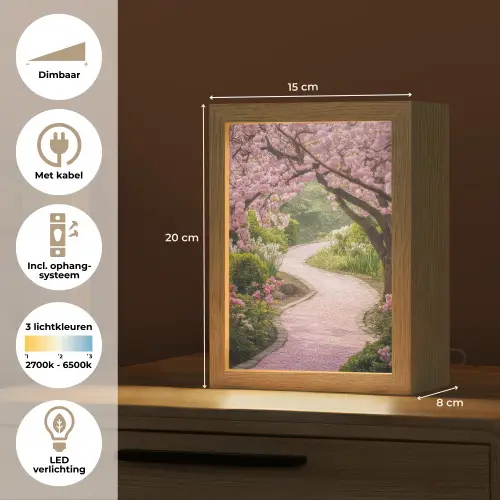Kersenbloesem - Natuur - Sakura - Pad - Japanse tuin Light Box met kabel (Tafellamp) klein -USP_NL