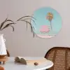 Palmboom - Strandhuis - Roze Akoestische PET Vilt - Rond klein -sfeer3