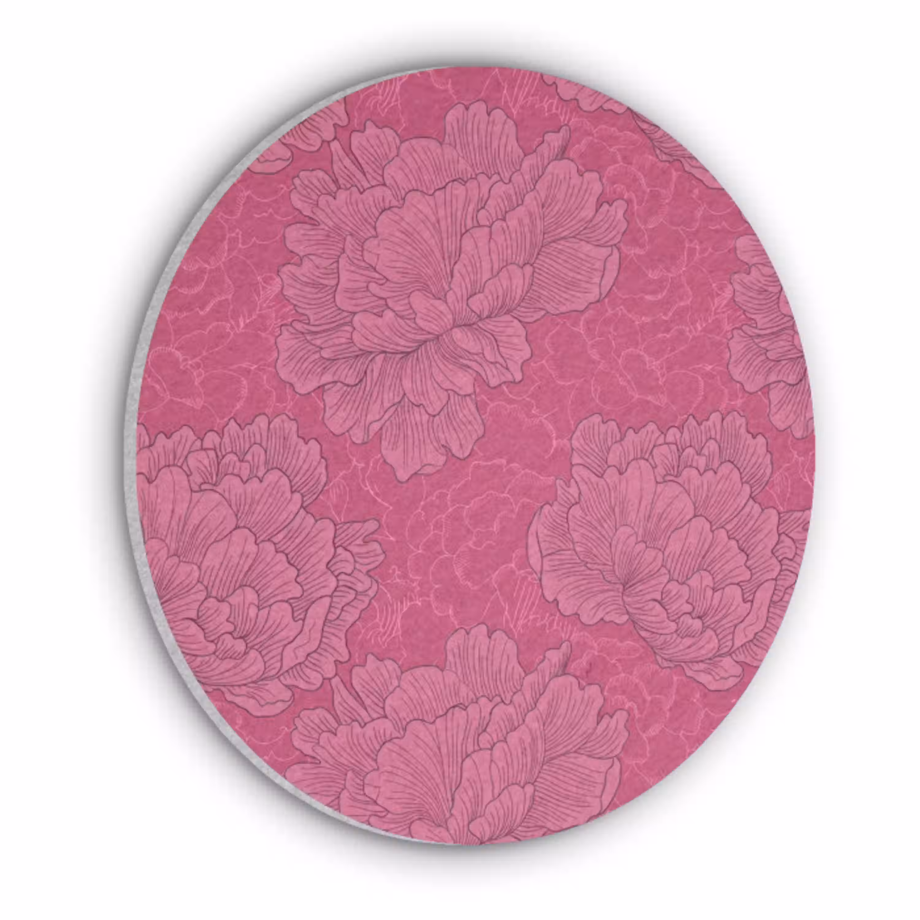 Pioenrozen - Energiek - Roze Akoestische PET Vilt - Rond klein 838 -3d