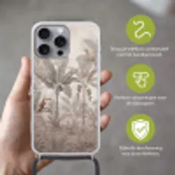 Natuur - Jungle - Ringstaartmaki - Bruin Hoesje iPhone 16 Pro Max met koord klein -sfeer2_NL