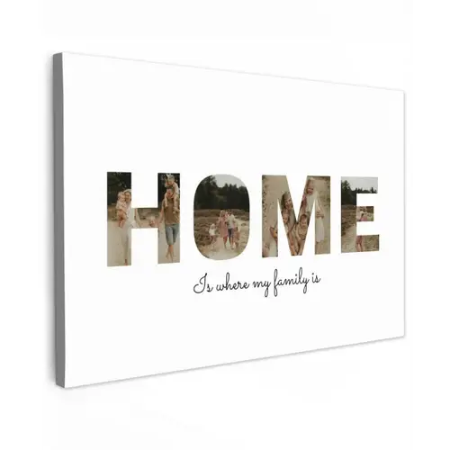 Home - Lettercollage Tuinposter op houten frame 2 cm dik klein -3d