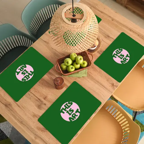 Cirkel - Roze - Tekst - Art Placemat vinyl groot -zzsfeer5_Kitchenyeah-website