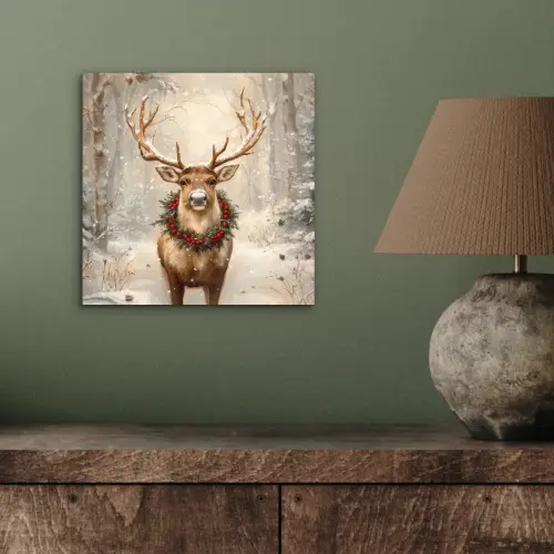 Kerst - Rendier - Winter - Krans aluminium wit klein -sfeer2