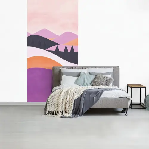 Abstract - Heuvels - Bomen - Groen fotobehang vinyl groot -slaapkamer
