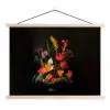 Schaal - Boeket - Bloemen textielposter latten blank klein -3d