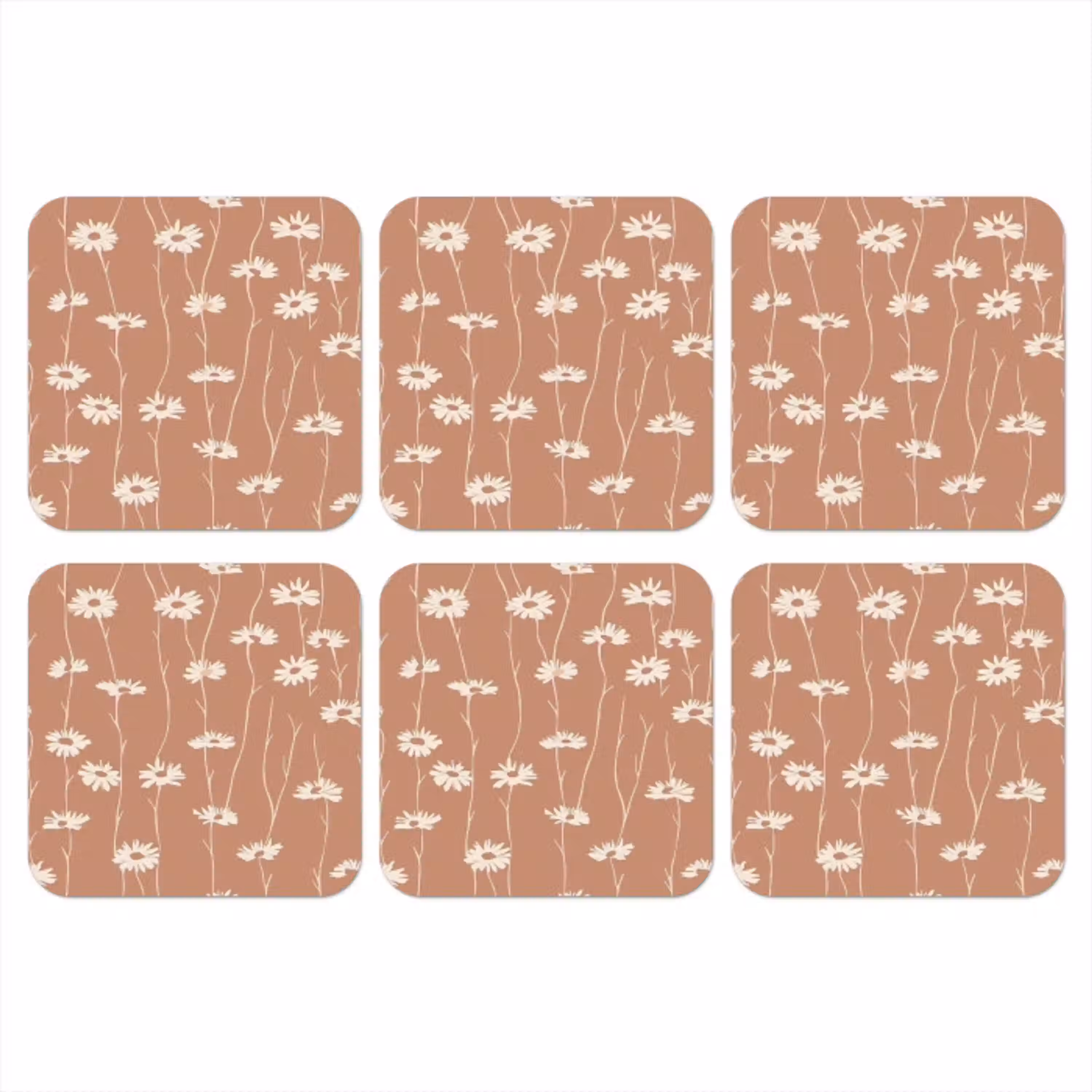 Madeliefjes - Subtiel - Terracotta onderzetter kurk middel 366 -3d