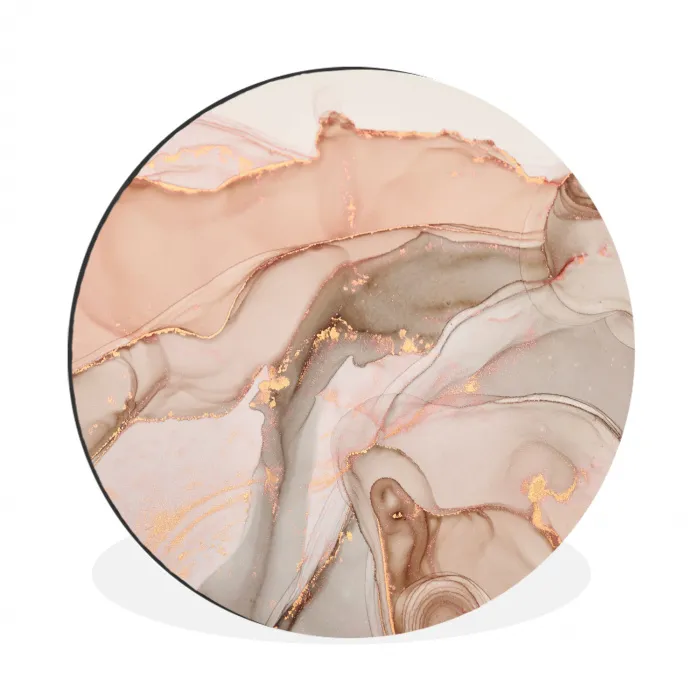 Marmer - Roze - Rosé Wandcirkel aluminium klein -3d