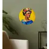 Frida Kahlo - Vrouw - Geel - Blauw - Bloemen Wandcirkel behangsticker klein -sfeer2