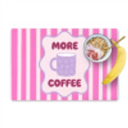 More coffee - Roze - Paars - Strepen - Mok Placemat vinyl groot -zzzproduct_Kitchenyeah-website