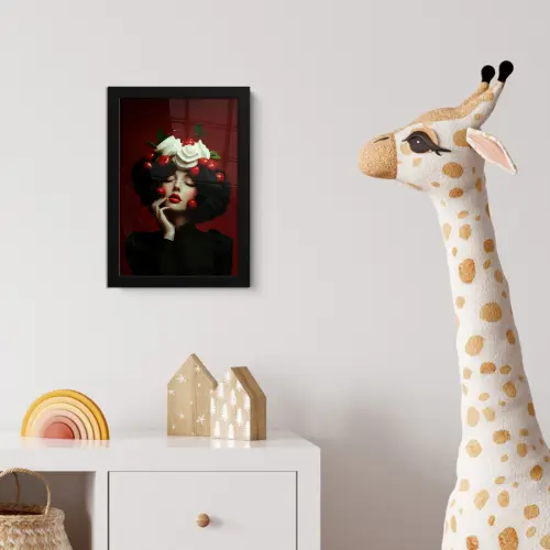 Vrouw - Kersen - Slagroom fotolijst zwart zonder passe partout klein -usfeer4_kinderkamer