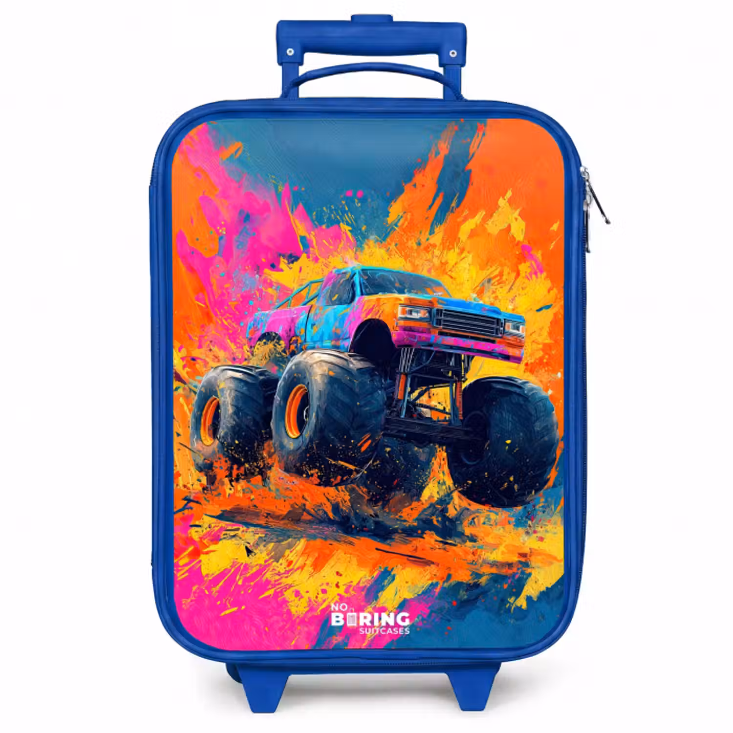 Kinderkoffer Blau - Monstertruck - Farbspritzer - Bunt - Explosion