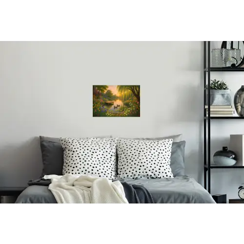 Eenden - Vijver - Bloemen Muursticker klein -slaapkamer