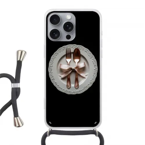 Rose - Strik - Bestek Hoesje iPhone 16 Pro Max met koord klein -3d