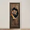 Tijger - Doorkijk - Deur - Hout - Dieren deurposter klein -3d_beige