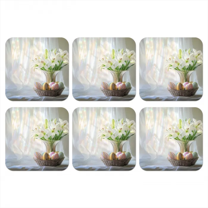 Vaas - Eieren - Bloemen onderzetter kurk middel -3d