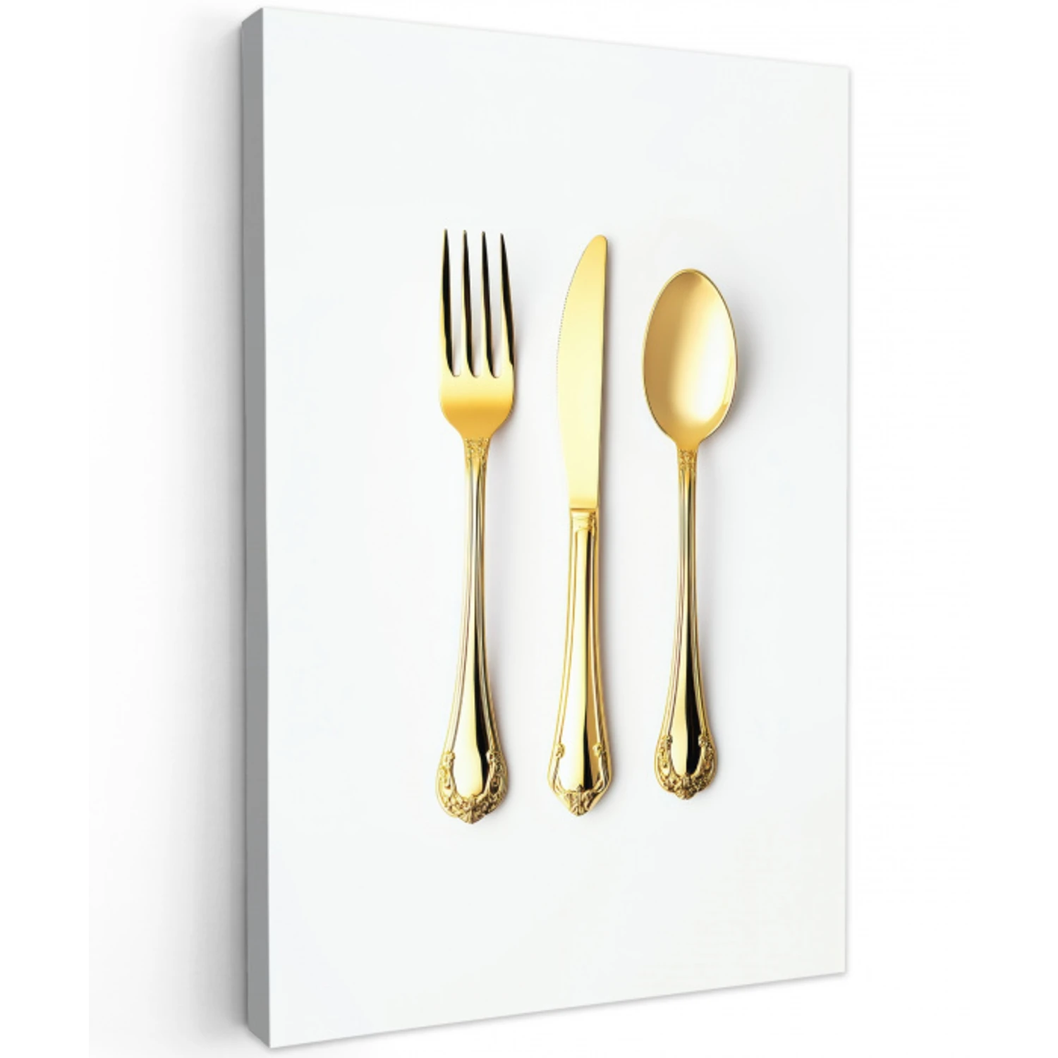 Bestek - Goud Tuinposter op houten frame 2 cm dik middel -3d