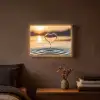 Hart - Water - Zonsondergang - Natuur - Zen Light Box met batterij (Wandlamp) middel -sfeer4