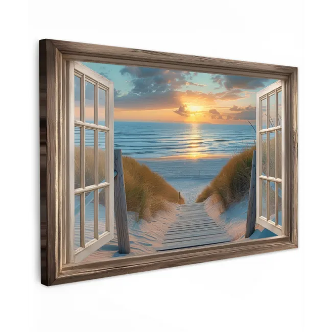 Doorkijk - Strand - Pad - Zonsondergang canvas 2cm klein -z3d