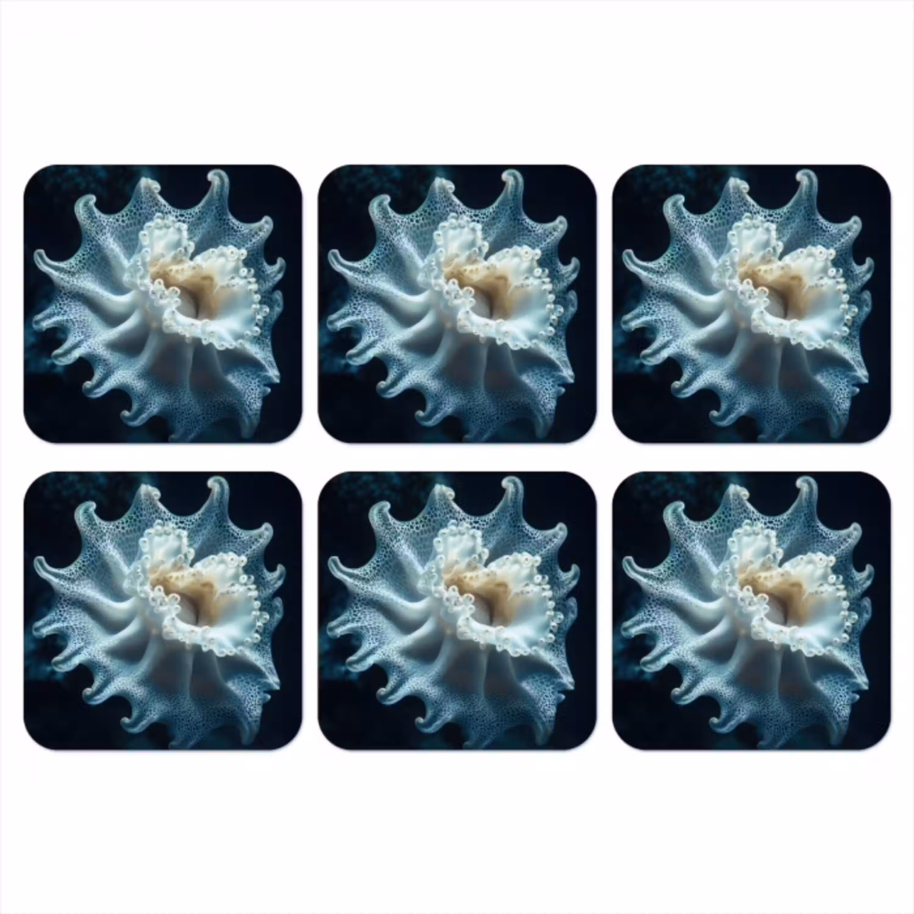 Zeewezen - Wit - Golven - Water onderzetter kurk middel -3d