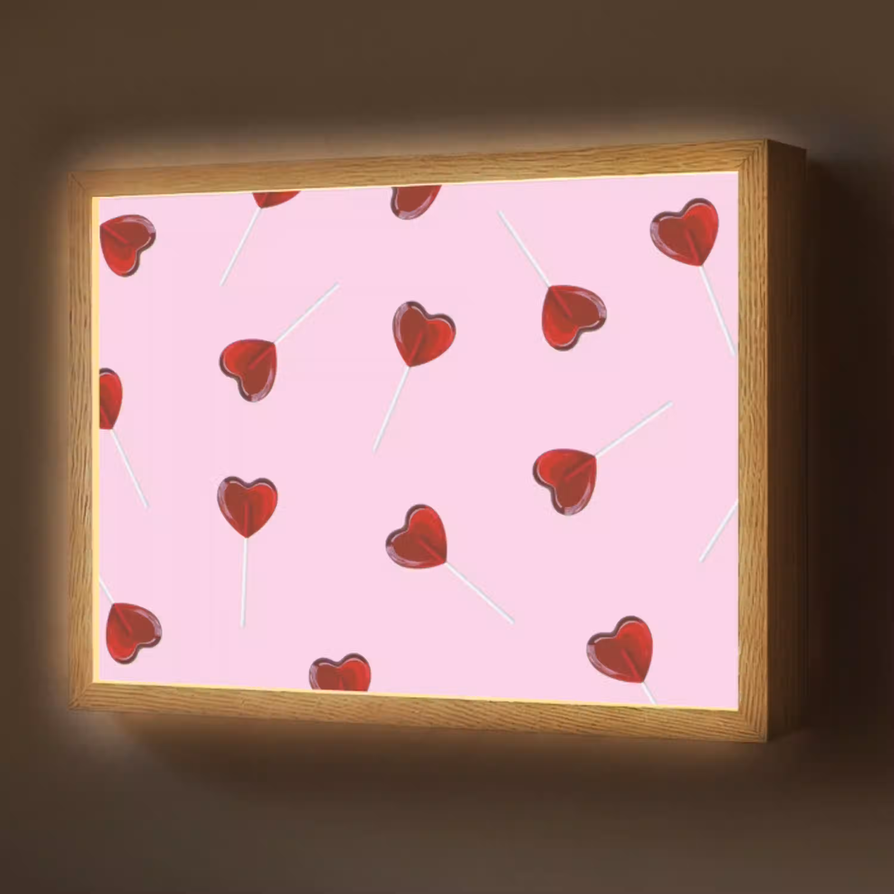 Roze - Hart - Lolly - Snoep Light Box met batterij (Wandlamp) middel -z3d_website