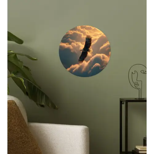 Adelaar - Wolken - Zon Wandcirkel behangsticker klein -sfeer2