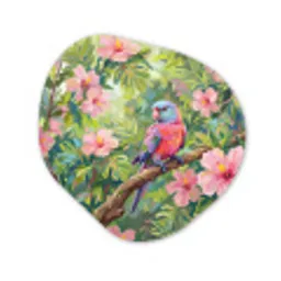 Papagaai - Hibiscusbloemen - Kleurrijk Wandcirkel Organisch Forex 3mm klein -3d