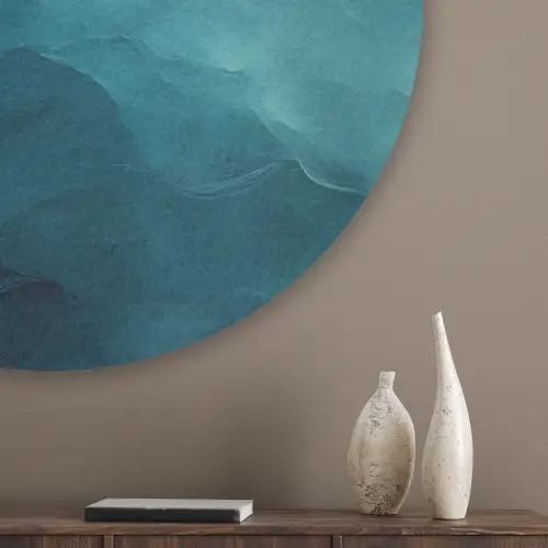 Zee - Silhouet - Abstract - Blauw Akoestische PET Vilt - Rond klein -sfeer5_closeup