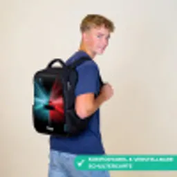 Sportwagen - Lichtstralen - Neon - Blauw Rugzak - Zwart middel -sfeer9_DE