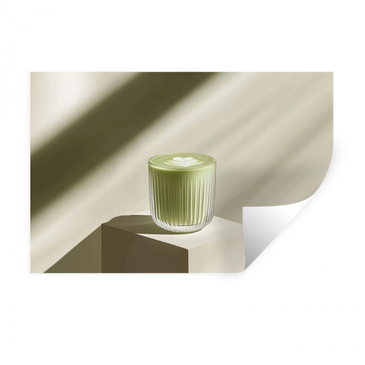 Matcha - Glas - Groen - Minimalistisch Muursticker klein -3d