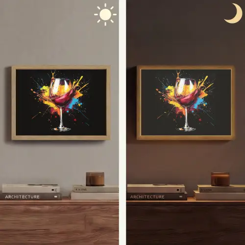 Wijn - Glas - Graffiti - Borrel - Rood - Verf Light Box met batterij (Wandlamp) middel -sfeer3