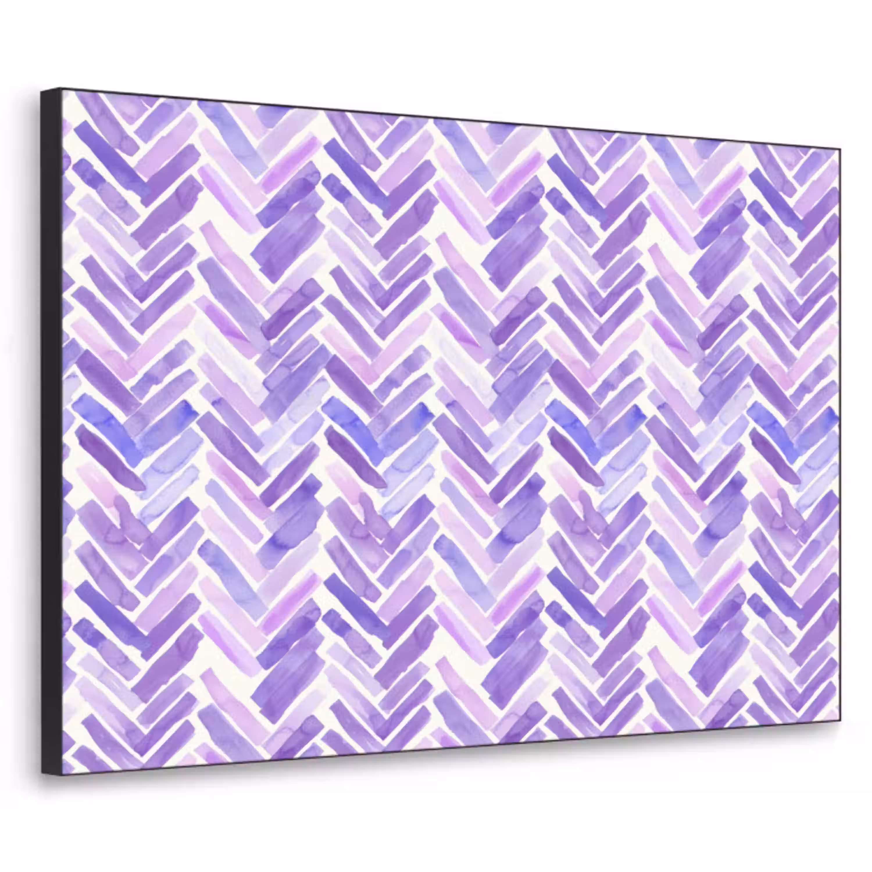 Paars - Visgraat - Aquarel - Penseelstreken - Patroon Textielframe zwart klein 947 -3d