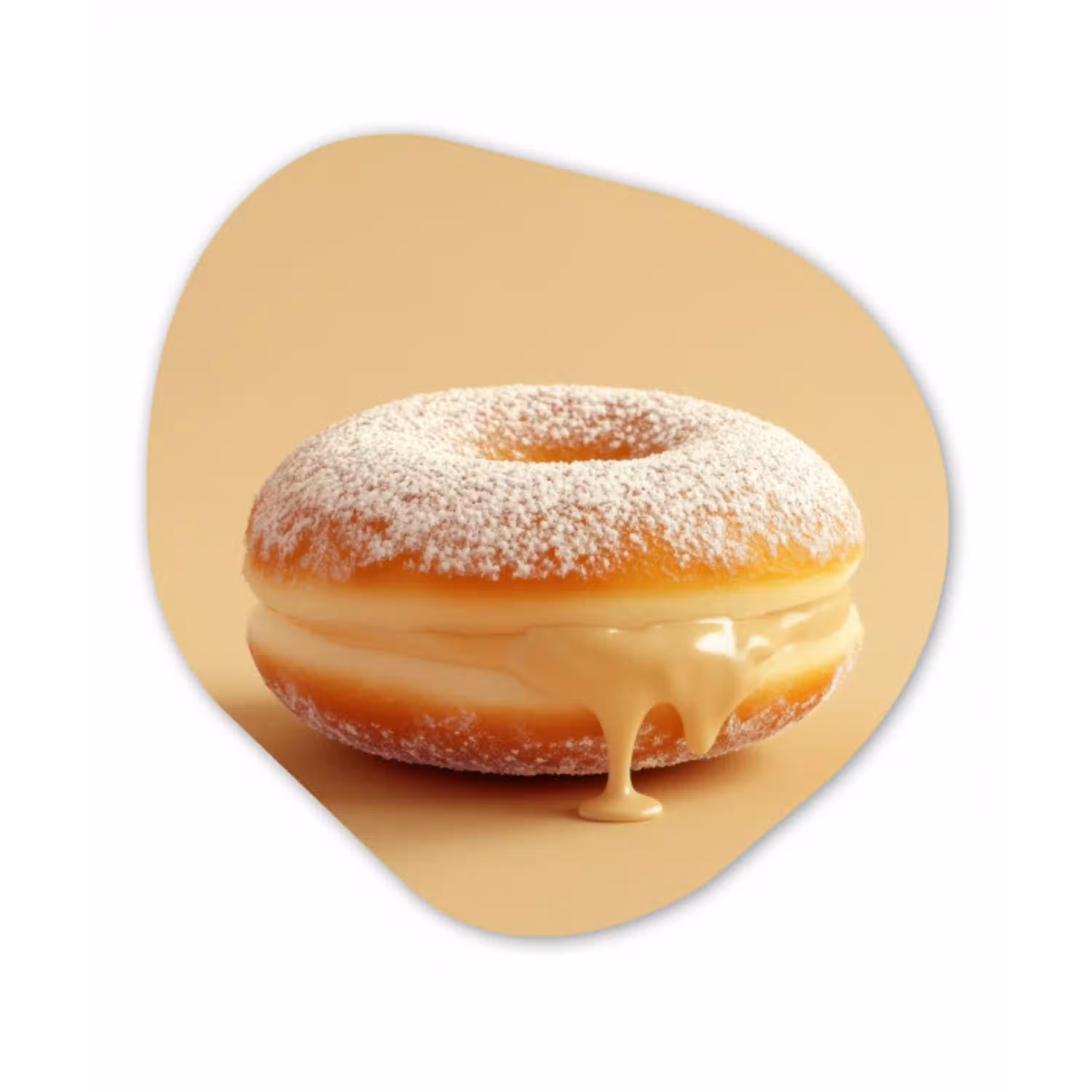 Donut - Romig - Poedersuiker - Beige Wandcirkel Organisch Plexiglas middel -3d