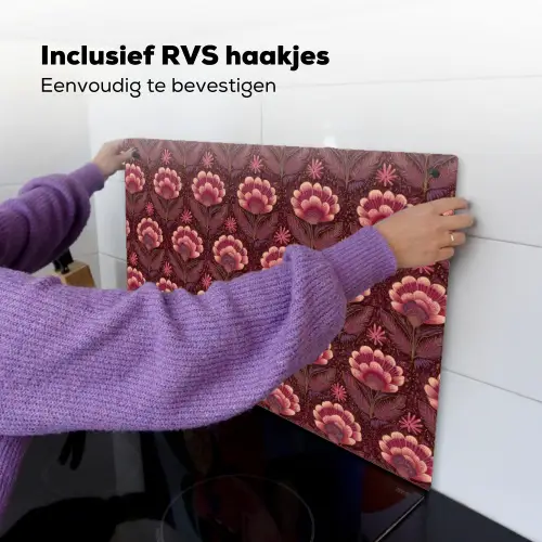 Bloemen - Waaier - Paars Inductie beschemer met haakjes klein 777 -ky-ophangen-nl