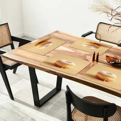 Donut - Romig - Poedersuiker - Beige Placemat vinyl groot -zzsfeer4_Kitchenyeah-website
