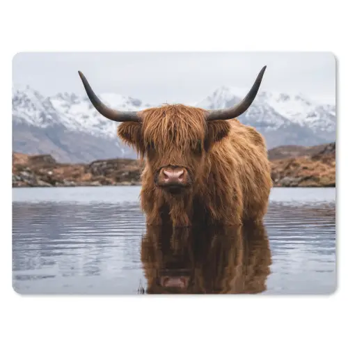 Schotse hooglander - Bruin - Water muismat rubber klein -3d