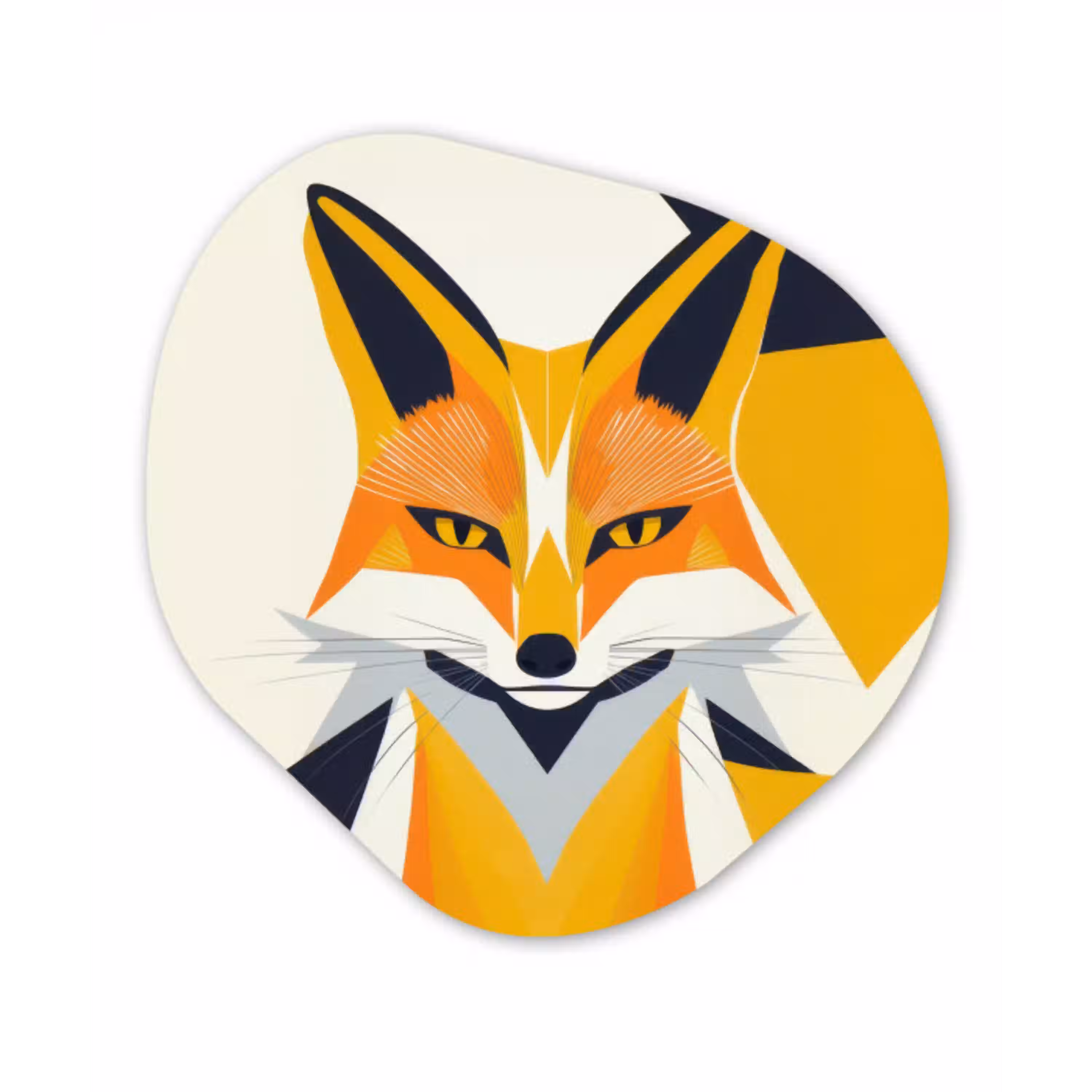 Vos - Oranje - Abstract - Driehoeken Wandcirkel Organisch Forex 3mm klein -3d