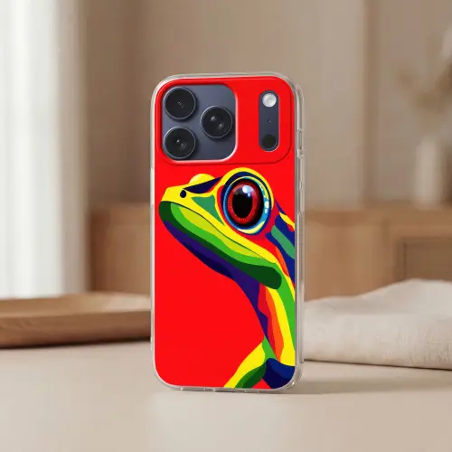 Kikker - Kleurrijk - Strepen - Ogen Telefoonhoesje iPhone 17 Pro klein -sfeer2