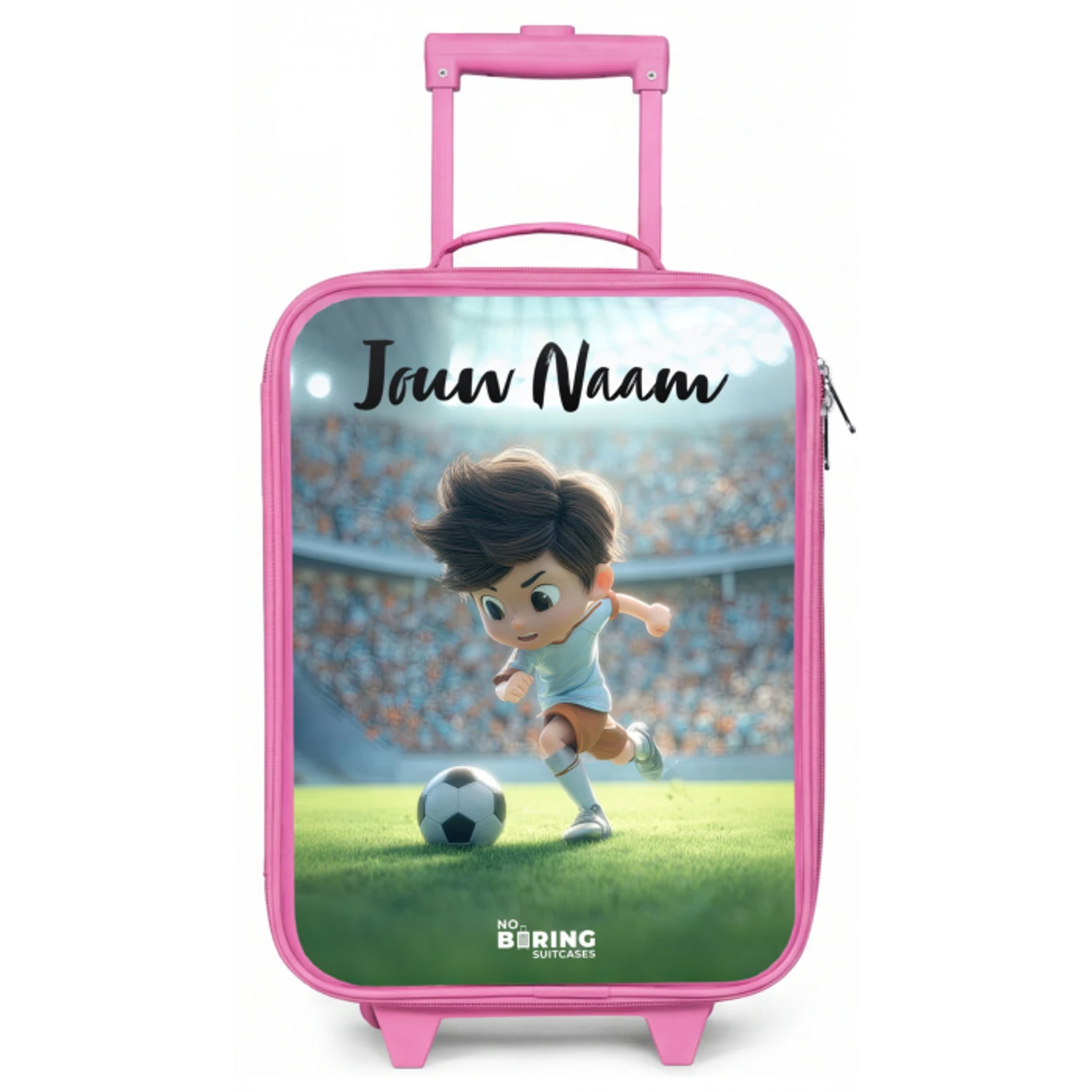 Jongen - Stadion - Voetbal - Zonlicht Kinderkoffer - Roze klein -zz3dotto