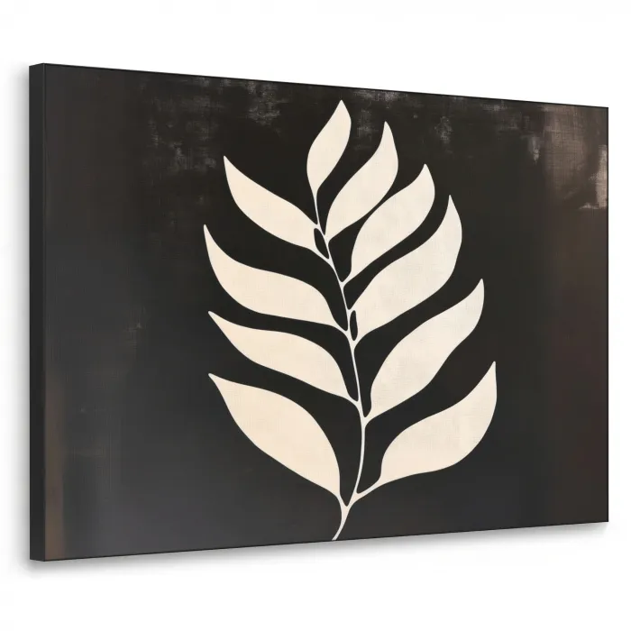 Blad - Wit - Minimalistisch Textielframe - compleet frame klein -3d