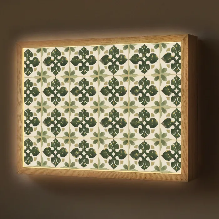Patroon - Tegel - Groen Light Box met batterij (Wandlamp) middel 907 -z3d_website