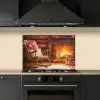 Winter - Kerst - Huis - Openhaard keuken achterwand spatscherm klein -sfeer1