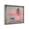 Doorkijk - Strand - Palmboom - Tropisch PET vilt klein -3d