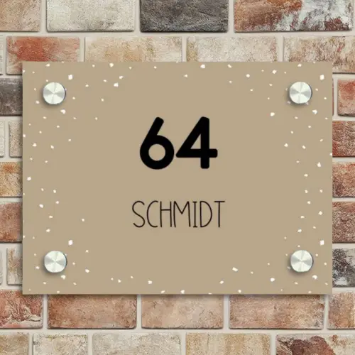 Beige met stippen - Modern Naambord Rechthoek middel -sfeer3