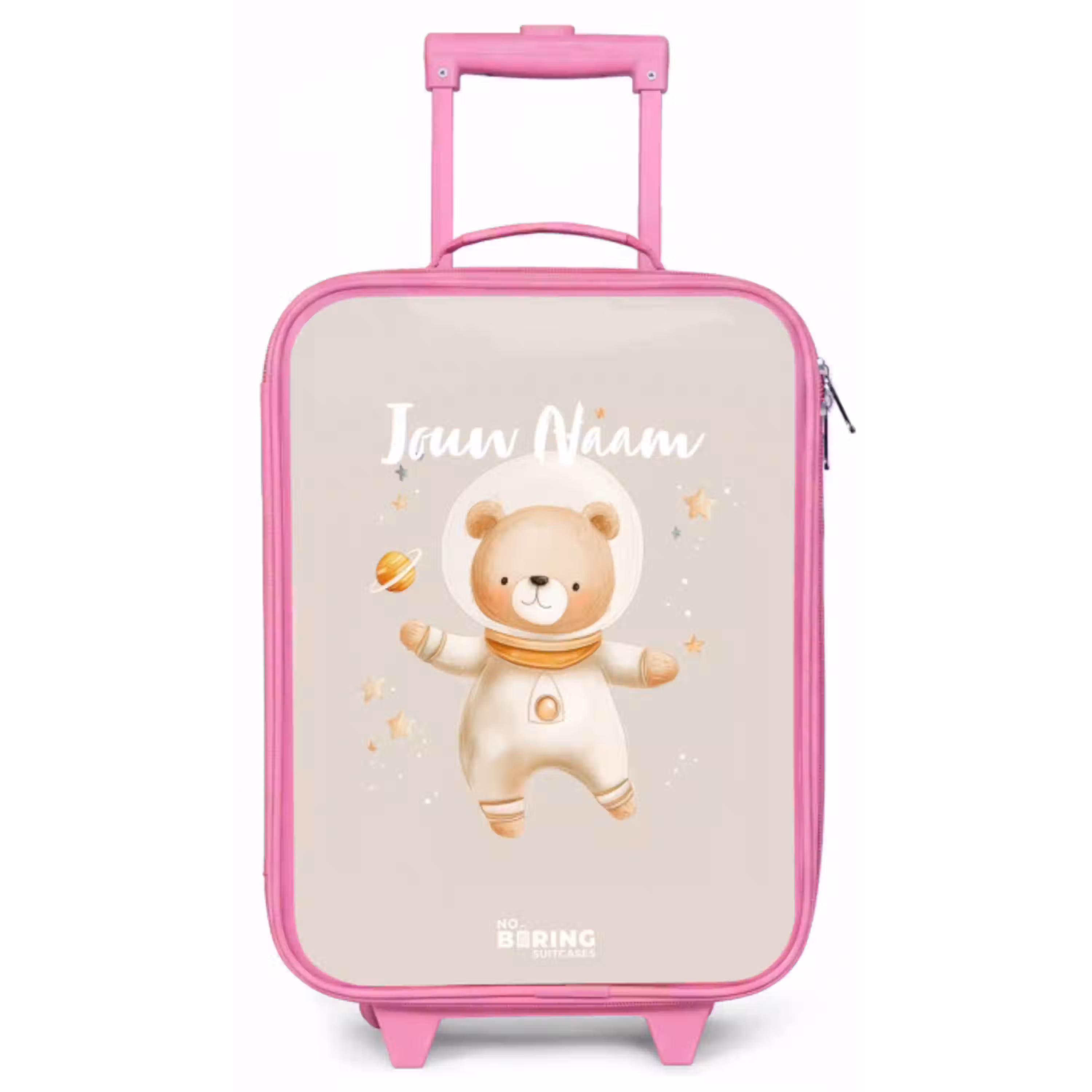 Beige ruimtebeer zweeft tussen sterren Kinderkoffer - Roze klein -zz3dotto